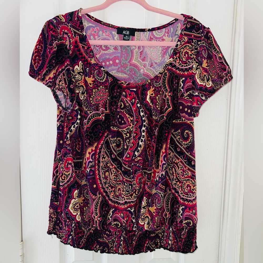 AGB Women's Paisley Blouse - Pink and Purple